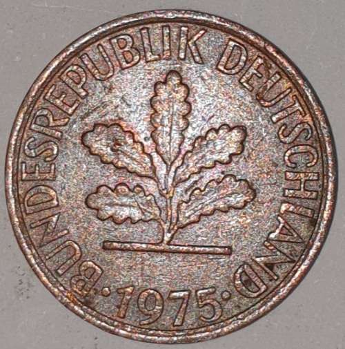1975 D - 1 PFENNIG - ONE PFENNIG - GERMANY - FEDERAL REPUBLIC - (Copper Plated Steel)